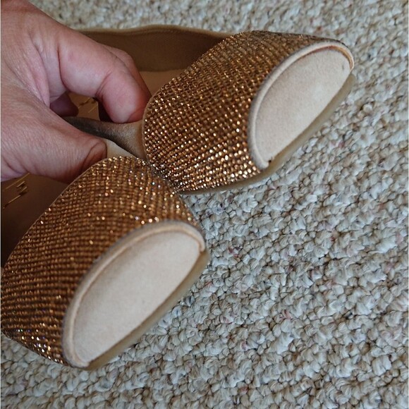French Sole Via Ballet Flat with bling crystals in Beige size 7B - Picture 8 of 14